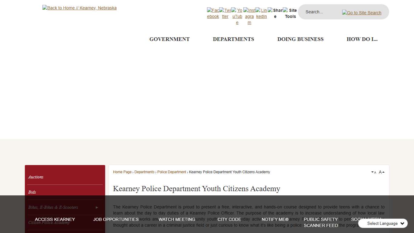 Kearney Police Department Youth Citizens Academy City of Kearney, NE - Official Website