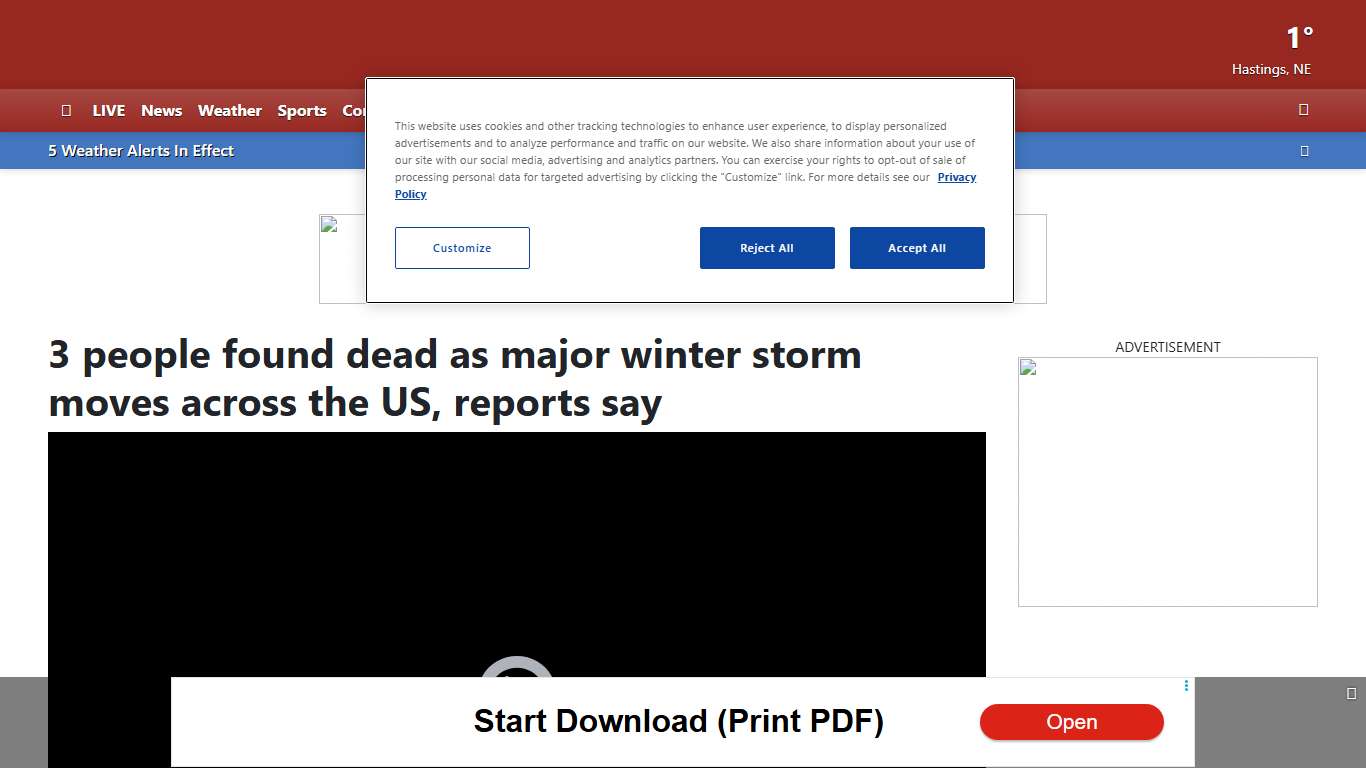 3 people found dead as major winter storm moves across the US, reports say